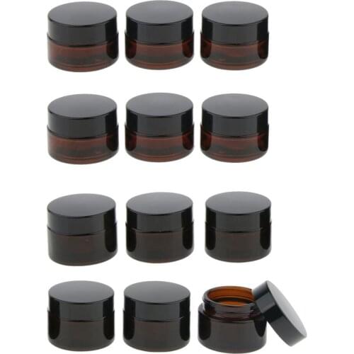 12pcs Refillable Round Glass Jars Cannings Empty Cosmetic Sample Containers For Cream Lotion 15ml & 30ml DIY Makeup Supplies