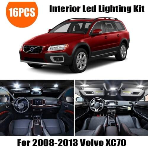 16 Bulbs White Canbus LED Interior Reading Light Kit Fit For Volvo XC70 2008-2010 2011 2012 2013 Map Dome Cargo License Lamp