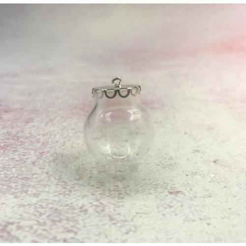 5pcs/lot 25x15mm clear glass globe bottle vial pendant with bronze/silver/gold/rose gold/white-k lace base glass cover bottles