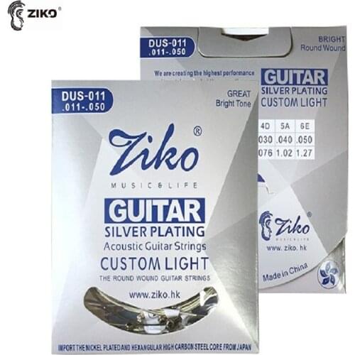 Ziko DUS-011 Premium Silver Plated Acoustic Guitar Strings, Custom Light, 11-50