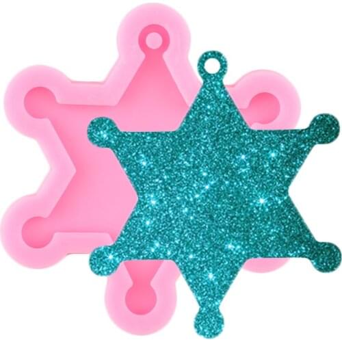 Shiny Clossy Star Silicone Molds Epoxy Resin Craft Keychain Moulds Polymer Pendant Clay Mould Badge Mold