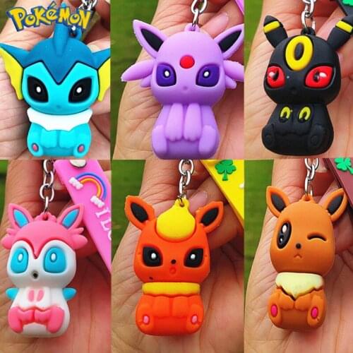 Pokemon Eevee Keychain Cartoon Anime Character Cute Style Boy Girl School Bag Key Chain Keychain Accessories Birthday Gift