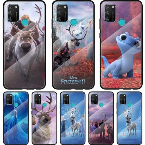 Disney Sven Frozen Tempered Glass Cover For Honor 30 20 10 9X 8X Pro Plus Lite Silicone Phone Case Coque