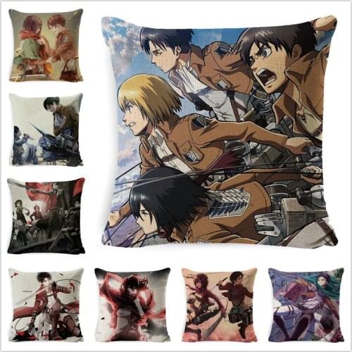 Attack On Titan Anime Fashion Art Decorative Cotton Linen Cushion Cover 45x45cm For Sofa Chair Pillow Case Home Decor Almofada