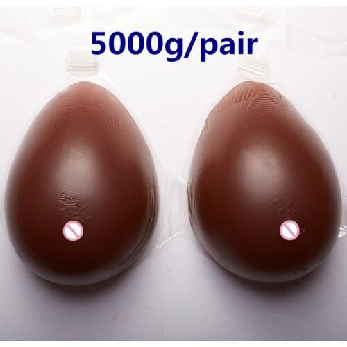 Black Silicone Breast 5000g/pair Big Breast Form Adhesive Fake Breast Crossdresser Silicone Boobs