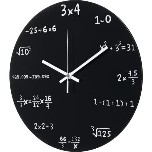Black Wooden Math Formulas Wall Clock Hanging Wall Watch Clock Math Formulas Number 30cm Large For Home Classroom Decor