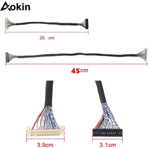 250mm/450mm with hooks LVDS Cable FIX-30P-D8 FIX 30Pins D8 Double 2ch 8bit 1.0mm Pitch for 17-21 LCD Display Panel Controller