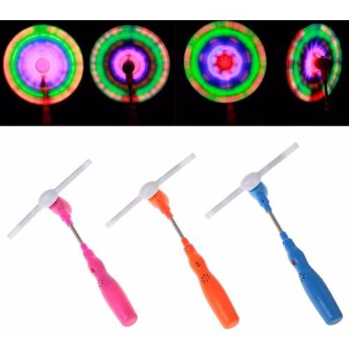 HBB Flashing Light Up LED Windmills With Music Colorful Spinning Glows Toys For Dark
