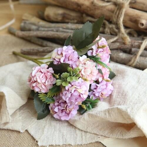 1 Bunch Artificial Silk Flower 10 Heads Artificial Silk Hydrangea Fake Flowers Bouquet Bunch Party Home Decor