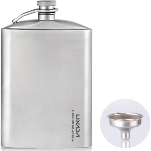 Lixada Flask 260ml Portable Leakproof Titanium Flask Alcohol Whisky Wine Flask for Outdoor Camping Backpacking Travel Picnic