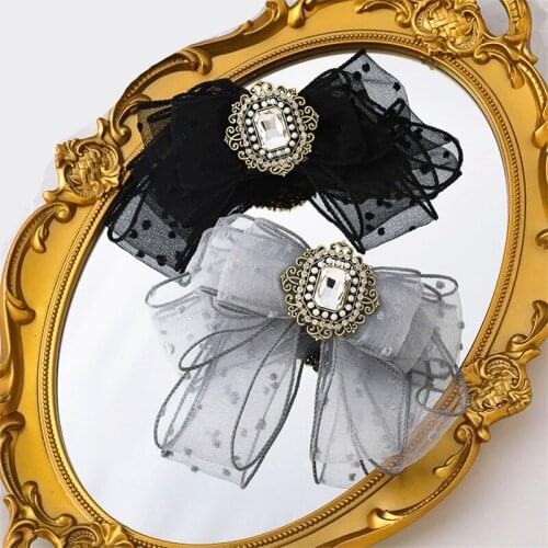 Fashion Big Bow Hairpin Vintage Black Barrette Hair Clip Women Girls Hairgrip Korean Bowknot Oversize Lace Hair Accessories
