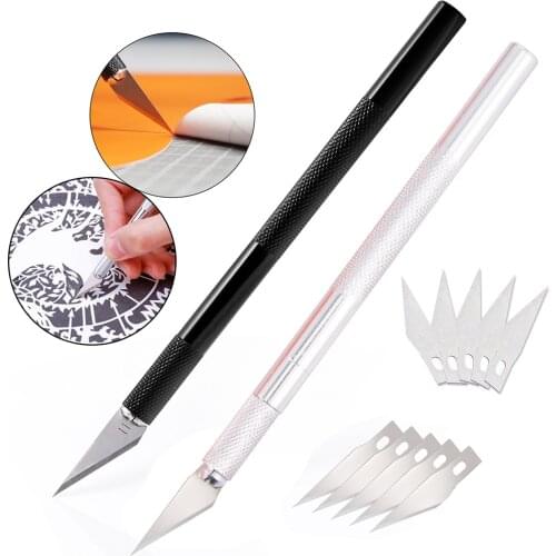 FOSHIO 2PCS Carving Knife+10pcs Spare Blades Vinyl Car Wrap Carbon Film Window Sticker Cutting Tool Scalpel DIY Art Knife Cutter