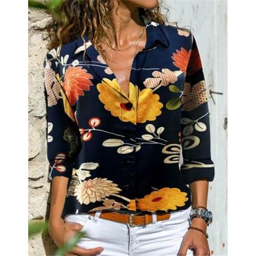 Pop Long Sleeve Womens Shirt Lapel Large Size Ladies Shirt Casual Top Vogue