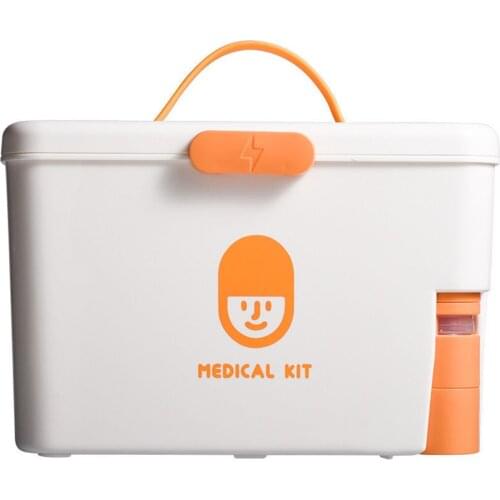 Portable First Aid Container Clear 2 Tiers Plastic Medicine Storage Box Large Capacity for Family Emergency Kit Organizer