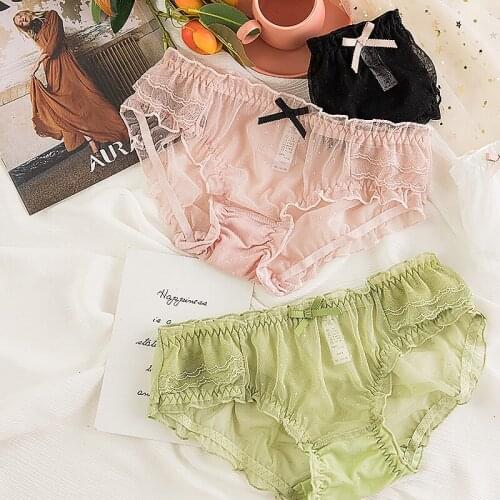 Sexy Womens Panty Lace Panties Briefs Lingerie Underwear Ladies Lace Hipster Mesh Transparent Hot See Through Underpants Female