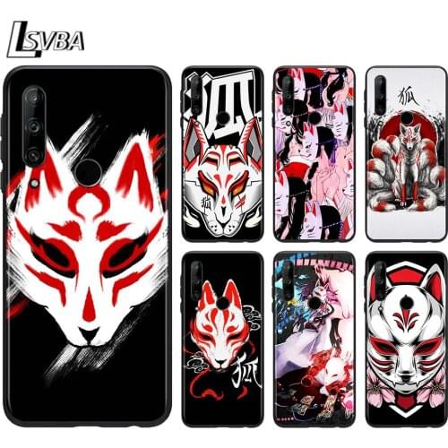 Fox Mask Anime Girl for Huawei Honor 30 20 10 9S 9A 9C 9X 8X MAX 10 9 Lite 8A 7C 7A Pro Silicone Soft Black Phone Case