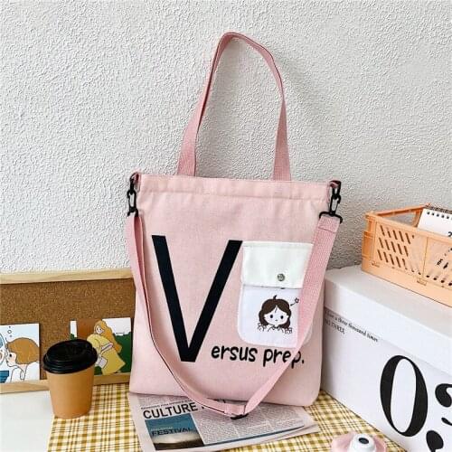 South Korean fashion canvas female bag 2021new junior high school students shoulder bag female large capacity hand messenger bag