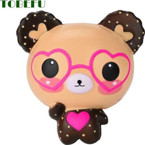 TOBEFU Stress Reliever Scented Squishy Cute Glasses Bear Squishies Charm Super Slow Rising Squeeze Toys