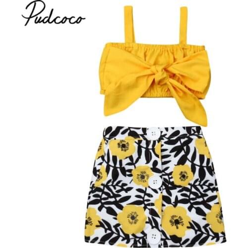 Toddler Kids Baby Girl Floral tank top + floral skirt dress match Summer button sleeveless sundress infant girl Clothes 80-110