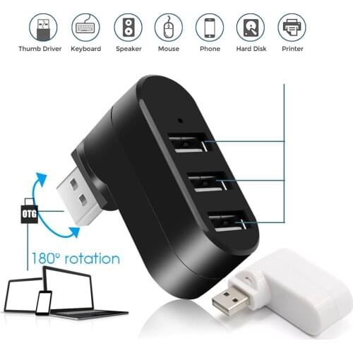 USB HUB 3 Ports Rotate Splitter Adapter Multiple Connector OTG for PC Phone Usb Multiple Charge Data Connector Usb Port Hub