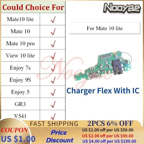 Charging Port For Huawei View Mate 10 Lite Pro Enjoy 7s 9S 5 Y541 GR3 USB Charger Dock Flex Cable Microphone Board
