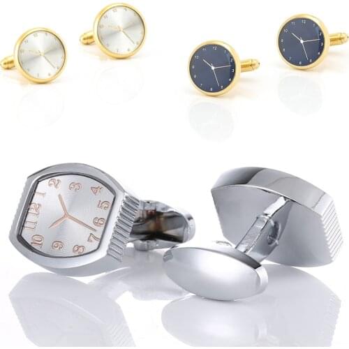 10pairs/lot Elegant Clock Cufflinks Clockwise Watch Shape Cuff Links Business Style Mens Jewelry Accessory Wholesale