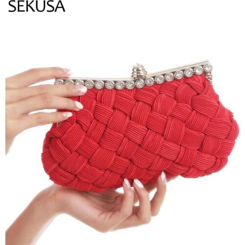 Womens Evening Bags 2021 Handbags with Metal Handle Clutch Chain Shoulder Purses Design for Lady Wedding Party