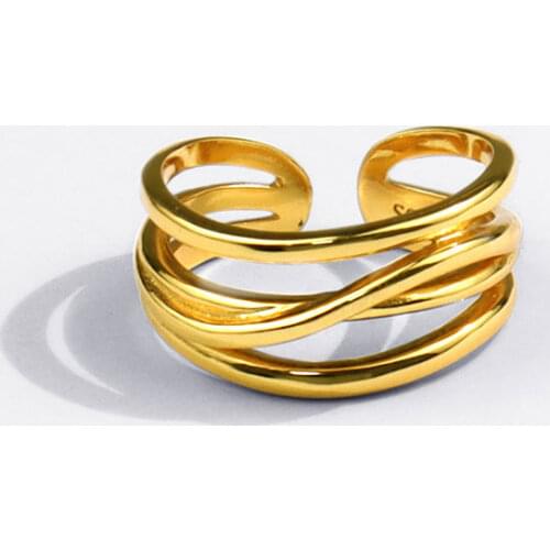 Vintage Aesthetic Rings For Women Open Multi-layer Line Geometric Cross Ring Large Adjustable Punk Rings Anillos Birthday Gift