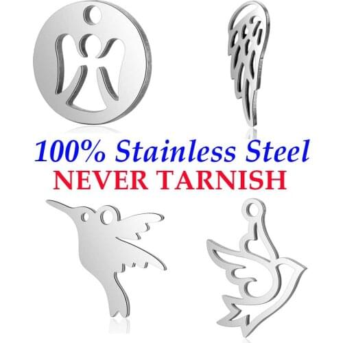 10 Pieces Humming Bird Bat Peace Dove Charm Wholesale 100% Stainless Steel Real 316 Steel DIY Charms AAAAA Quality Pendants