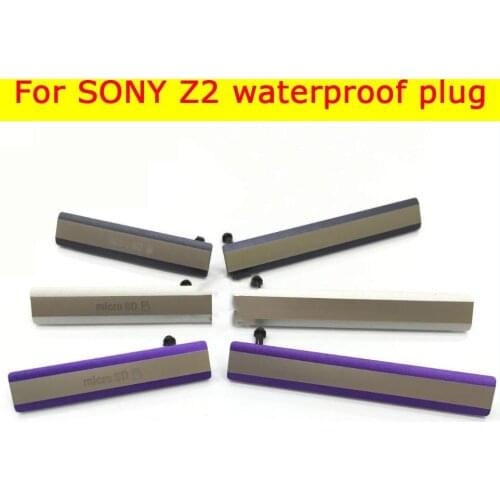 100% New housing-USB Charging Port Dust Plug cover & Micro SD Port cover Sim card port cover for sony xperia z2 L50 L50w D6502