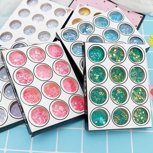 115*88mm/6 color/Japanese style round box pentagonal sequins round sequins multi-color multi-style set DIY handmade