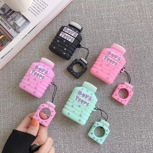 3D Couple Boys Tears Water Bottle Wireless Earphone Case for Airpods Pro Fashion Cute Cartoon Silicone Cover for Airpods 1/2