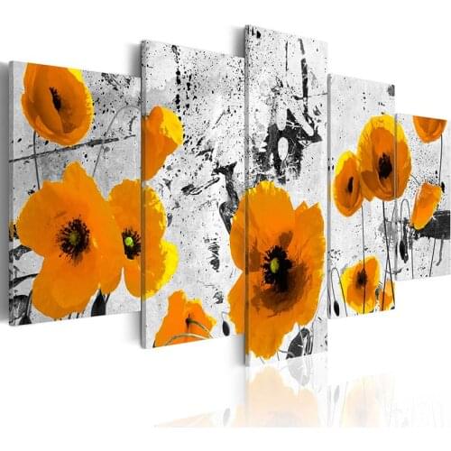 5D DIY Diamond Wall Painting Classic Flower 5 Pcs Picture Modern Full Round Drill Cross Stitch Beadwork Embroidery Home Decor