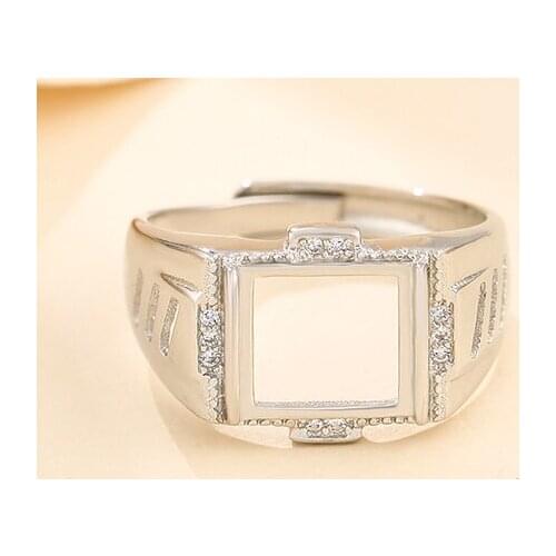 9.5*9.5mm 925 STERLING SILVER Semi Mount Bases Blanks base blank Pad rings ring Setting set diy men A5538