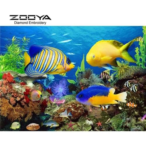 5D DIY Diamond Painting Fish Underwater World Crystal Diamond Painting Cross Stitch Animal Needlework Home Decorative BJ1123