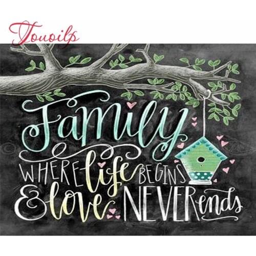 Diamond Painting Square/Round Daimond Painting"Chalkboard Drawing Family Text Card Art"Mosaic Rhinestone Embroidery Painting