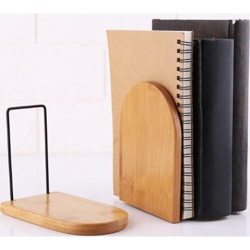 Nature Bamboo Desktop Organizer Office Home Bookends Book Ends Stand Holder Shelf Bookrack