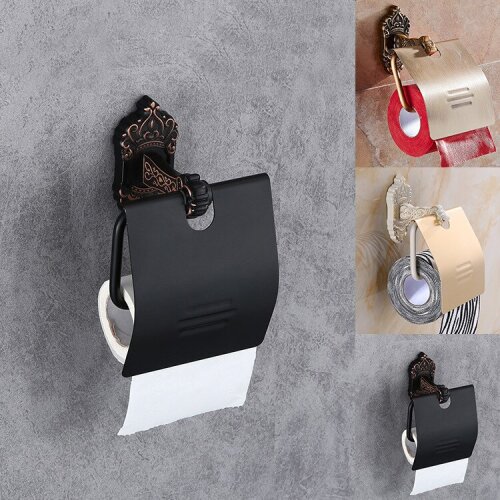Vintage Toilet Paper Holder Antique Black Toilet Tissue Holder Aluminum Wall Roll Holders Bathroom Accessories Bronze