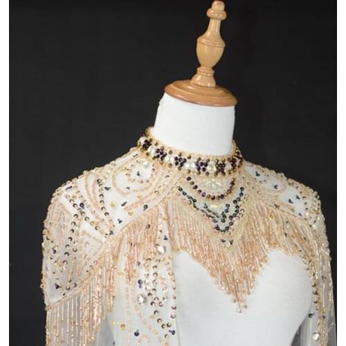 Exclusive custom high-end dress cape crystal cape jewelry banquet wedding dress handmade beaded tassel shoulder chain accessorie