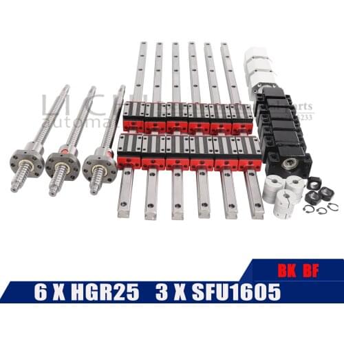 HGH25 any length+1 SET SFU1605 ball screw+BK12/BF12+DSG16H+Coup Linear guide Shaft Length Optical