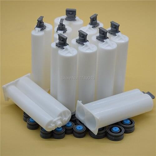 10pcs 50ml 1:2 Cartridge Empty Double-Barrel Tube AB Epoxy Adhesive Cartridge for 50ml 1:2 AB Glue Gun Dispenser Applicator Tool