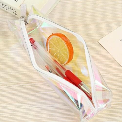 Kawaii Transparent Laser Pencil Cases Pencil Bags Pouch Cute Pencil Box Pen Case For Girls Korean Stationery School Supplies