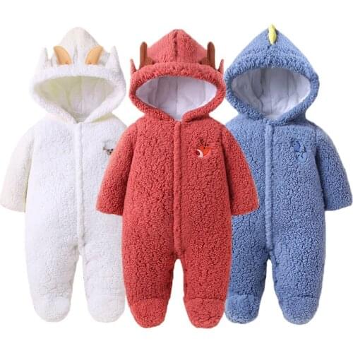 2021 New Cotton Newborn Baby Clothes Winter Girls Snow Wear Jumpsuit Fleece Boy Romper Infant Bodysuit Kids Outerwear 0-12M