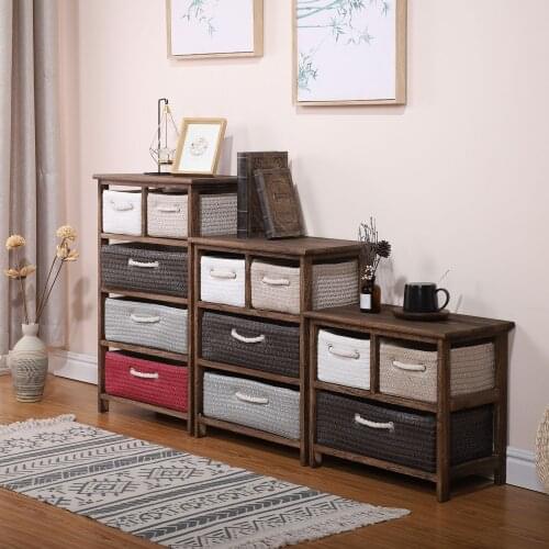 Creative Nordic Simple Solid Wood Furniture Bedroom Bedside Cabinet Paulownia Furniture Retro Style Living Room Storage Table