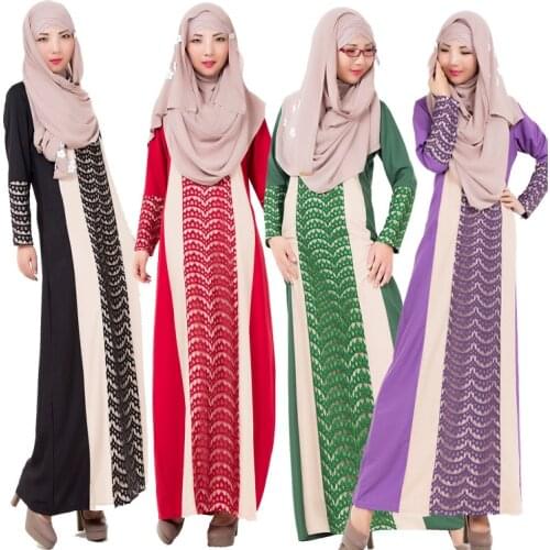 Lace Patchwork Dress for Muslim Women Adult Clothes In In Dubai Turkish Girl Long Dresses Malaysia Abayas Clothing Muslim Abaya