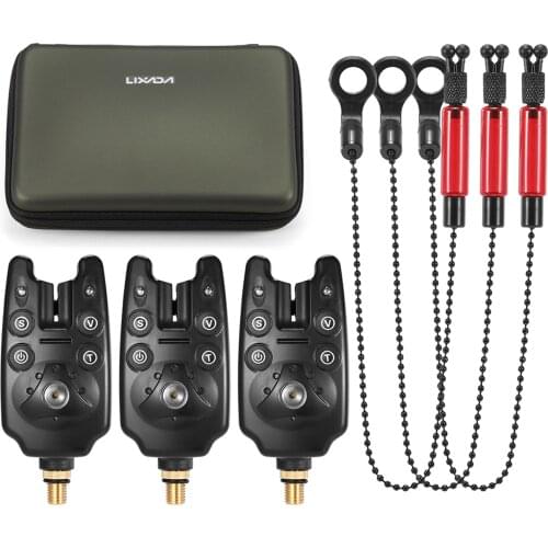 Lixada Fishing Chain Alert Swinger Set Bite Alarms Set Digital LED Alarm Indicator Alert Fishing Tackle with Zippered Box