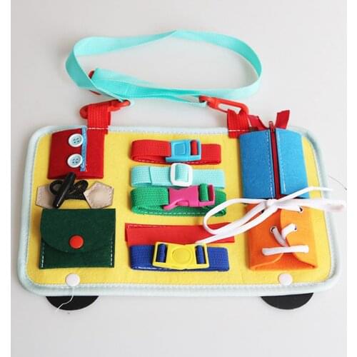 Montessori Learning Busy Board Toys Kids Present Gift 2-5 Year Old Travel Basic Skills School Bus