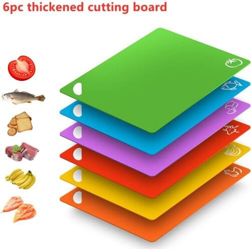 Thicker 6 Colores Plastic Kitchen Cutting Board Mat Set Non-slip Cutting Board Dishwasher Safe For Kitchen Supplies