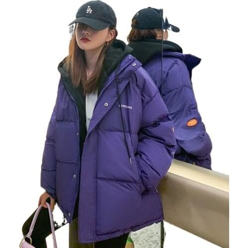 2021 New Women Winter Autumn Jacket Cotton Padded Hooded Oversized Loose Female Thick Coat Short Solid Casual Womens Parkas