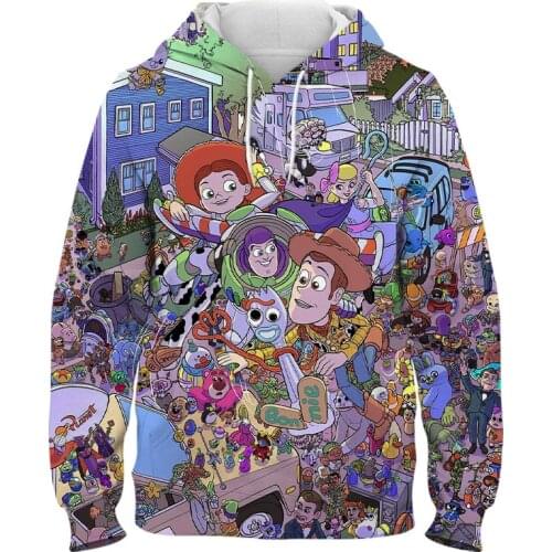 2021 New Disney Cartoon Movie Toy Story Casual 3D Print Men Hoodie Anime Streetwear Kids Tops Oversized Male Women Sweatshirt